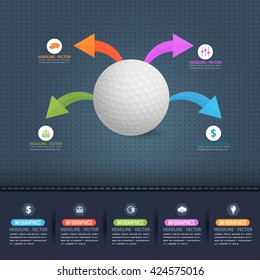 Golf Ball Concept Infographics Design, Colorful Arrows 