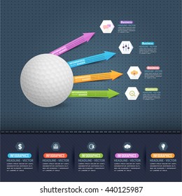 Golf Ball Concept Infographics Design, Colorful Arrows