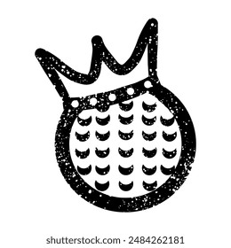 Golf ball with crown in grunge style