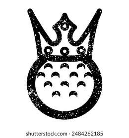 Golf ball with crown in grunge style