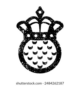 Golf ball with crown in grunge style