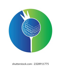 Golf ball with crown inside a shape of circle vector illustration