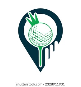 Golf ball with crown inside a shape of pin location vector illustration
