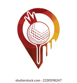 Golf ball with crown inside a shape of pin location vector illustration