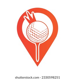 Golf ball with crown inside a shape of pin location vector illustration