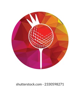 Golf ball with crown inside a shape of circle vector illustration