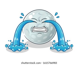 golf ball crying with lots of tears cartoon. cute chibi cartoon mascot vector