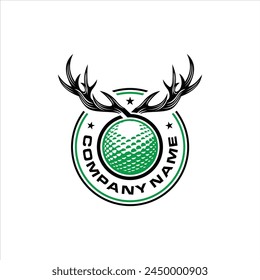 Golf ball and deer antlers Logo, design inspiration, Vector