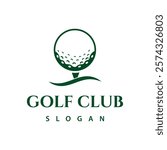 Golf Ball Design, Tee with Simple Wave Symbol. For Golf Clubs Sports Logo