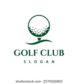 Golf Ball Design, Tee with Simple Wave Symbol. For Golf Clubs Sports Logo