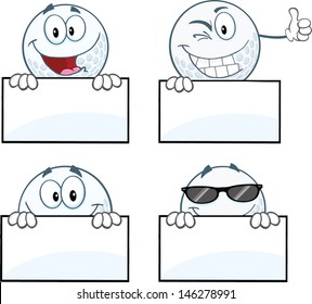 Golf Ball With Different Blank Sign. Vector Collection