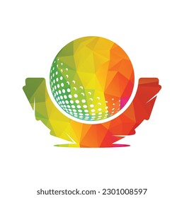 Golf ball driving logo design. Ball and tire combination template design.