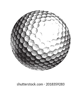 a golf ball. an engraving. vector