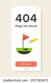 Golf ball falling into hole and flag. Leisure, hit, course. Golf concept. Can be used for topics like golf, sport, games.