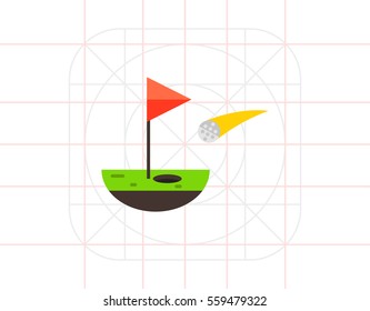 Golf Ball Falling into Hole Icon