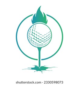 Golfball mit Feuersymbol und Erdriss, Vektorgrafik