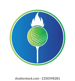 Golf ball with fire icon inside a shape of circle vector illustration