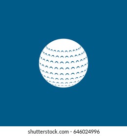 Golf Ball Flat Icon On Blue Background