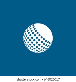 Golf Ball Flat Icon On Blue Background