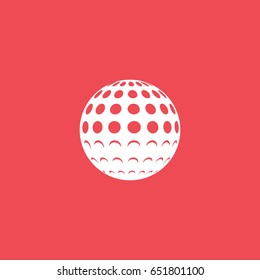 Golf Ball Flat Icon On Red Background