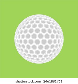 golf ball flat vector on white green