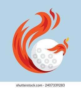 Icono de bola de golf volando bola de fuego Diseño Vector, Diseño Concepto, Símbolo Creativo.