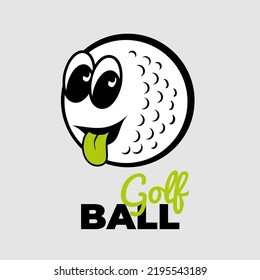 A golf ball is a funny character, an illustration for a logo, symbol or sticker.