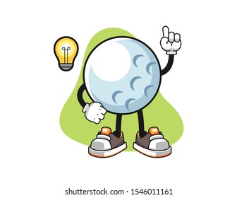 Golf ball get an idea cartoon. Mascot Character vector.