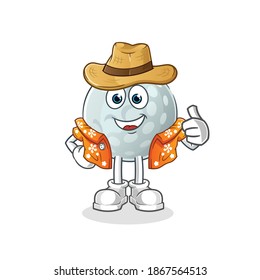 golf ball go on vacation character. cartoon mascot vector