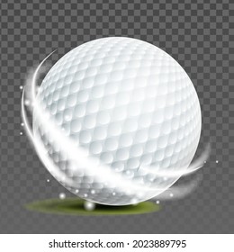 Golf Ball Golfer Sportive Game Accessory Vector. Ball For Playing Entertainment On Grass Field. Hobby Golfing Sport Competition Equipment And Abstract Light Template Realistic 3d Illustration