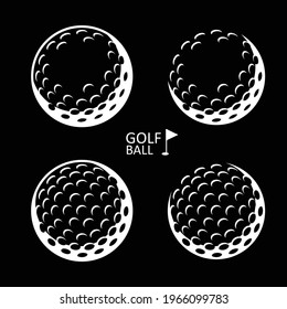 Golf ball. Golfer sports equipment. flat style. isolated on black background 
