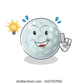 golf ball got an idea with lamp and bubble cartoon. cute chibi cartoon mascot vector