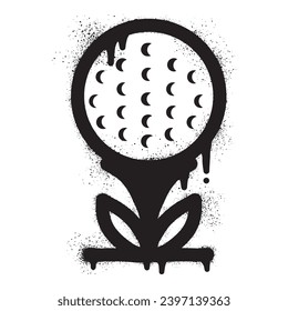 Golf ball graffiti with black spray paint