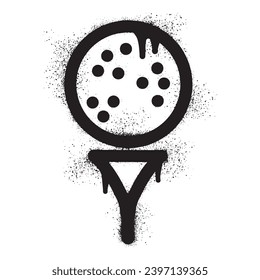 Golf ball graffiti with black spray paint