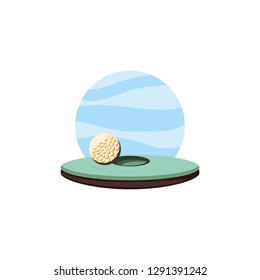 golf ball in grass with hole