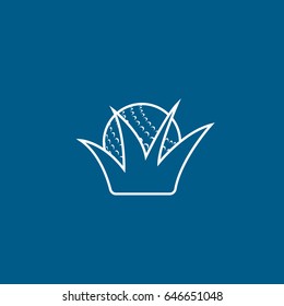 Golf Ball In Grass Line Icon On Blue Background