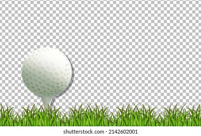 Golf ball and grass on transparent background illustration