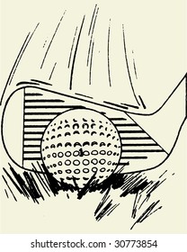 Golf Ball In The Grass Vector 02