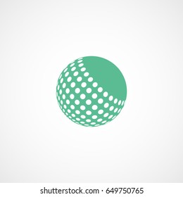Golf Ball Green Flat Icon On White Background