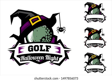 Golf ball halloween logo vector