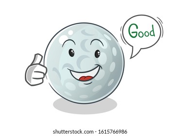 golf ball happy good thumbs up cartoon with bubble. cute chibi cartoon mascot vector