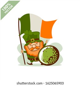 Golf ball happy Saint Patrick's Day theme. Cartoon character with green hat illustration vector logo.	
