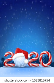 Golf ball in hat with candy cane