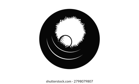 golf ball at the hole, black isolated silhouette