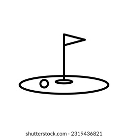 Golf Ball Hole Flag Outline Icon Vector Illustration