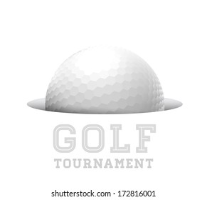 Golf ball in hole. Vector illustration on white