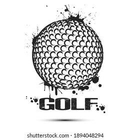 Icono de bola de golf. Resumen de pelota de golf para el logo de diseño, emblema, etiqueta, pancarta. Plantilla de golf sobre fondo aislado. Estilo Grunge. Ilustración del vector