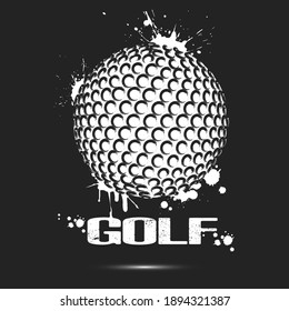 Icono de bola de golf. Resumen de pelota de golf para el logo de diseño, emblema, etiqueta, pancarta. Plantilla de golf sobre fondo aislado. Estilo Grunge. Ilustración del vector