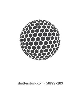 Golf ball icon in black on a white background. Vector illustration