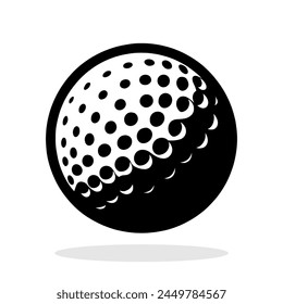 Golf ball icon. Black and white golf ball icon isolated on white